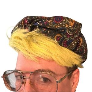 Vintage John Andrews Of California Green & Maroon Paisley Beret Hat With Combs